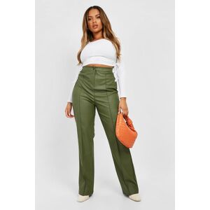 boohoo Plus Leather Look Seam Detail Trousers