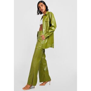 boohoo Leather Look Split Detail Cargo Trousers