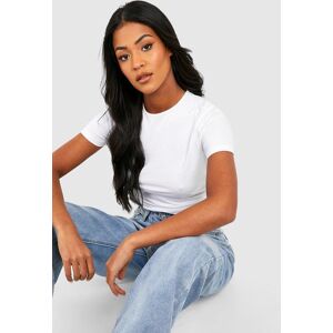 boohoo Tall Basic Cotton Blend Short Sleeve Crop Fitted T-shirt