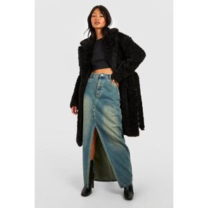 boohoo Textured Belted Faux Fur Coat