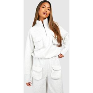 boohoo Cargo Pocket Quarter Zip Straight Leg Tracksuit