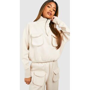 boohoo Cargo Pocket Quarter Zip Straight Leg Tracksuit