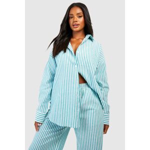 boohoo Cotton Stripe Oversized Pyjama Shirt