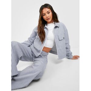 boohoo Stripe Chambray Denim Jacket