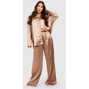 boohoo Oversized Satin Pyjama Shirt & Trouser Set