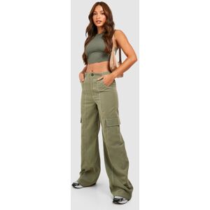 boohoo Tall Contrast Stitch Wide Leg Cargo Trouser