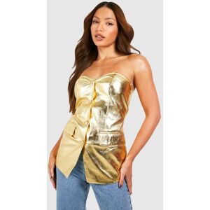 boohoo Tall Metallic Bandeau Corset Waistcoat Top