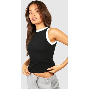 boohoo Contrast Rib Racer Neck Vest