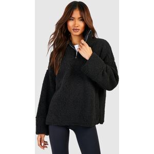 boohoo Tall Borg Fleece Half Zip Sweatshirt