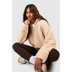 boohoo Tall Borg Fleece Half Zip Sweatshirt