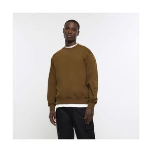 River Island Mens Sweatshirt Brown Regular Fit Wool Blend Cotton - Size X-Small