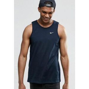 Nike Embroidered Swoosh Mens Athletic Gym Vest Tank Top In Navy Cotton - Size Medium