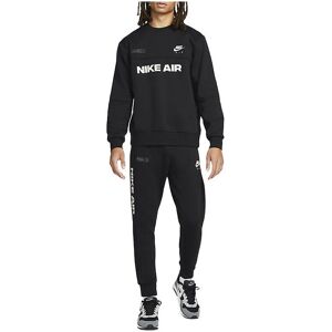 Nike Air Mens Crewneck Brushed Back Fleece Tracksuit In Black - Size X-Large