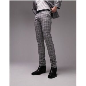 Topman Mens Skinny Checked Suit Trousers In Grey - Size 36 Long