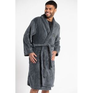 Tokyo Laundry Mens Mid Grey Plush Shawl Collar Dressing Gown Felt - Size Medium