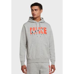 Nike Mens Sportswear Fleece Hoodie In Grey Cotton - Size X-Large