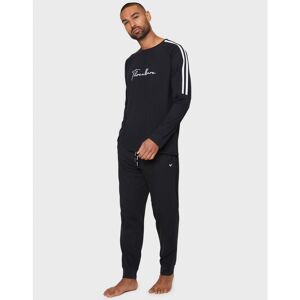Threadbare Mens Black 'Sting' Cotton Blend Jersey Long Sleeve Pyjama Set - Size 2xl