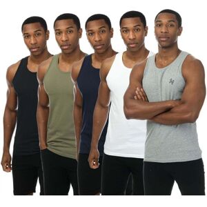 Jack & Jones Mens Joseph 5 Pack Vest Tops In Multicolour Cotton - Size Small