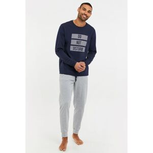 Threadbare Mens 'Flynn' Cotton Jersey Pyjama Set - Navy - Size X-Large