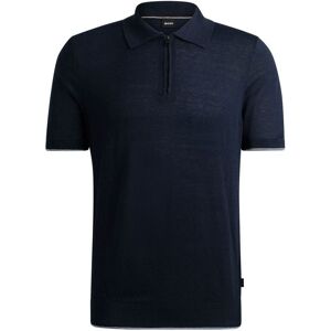 Hugo Boss Black Mens Trieste Half Zip Short Sleeved Polo Shirt Dark Blue - Size Medium