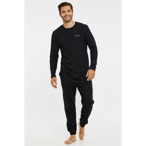Threadbare Mens Black 'Scoop' Cotton Blend Jersey Pyjama Set - Size X-Large