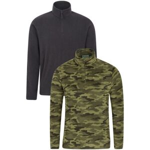 Mountain Warehouse Mens Camber Camo Half Zip Fleece Top Set (Pack Of 2) (Black/khaki) - Size X-Small