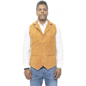 Infinity Leather Mens Classic Smooth Goat Suede Waistcoat-Exeter - Tan - Size 2xl