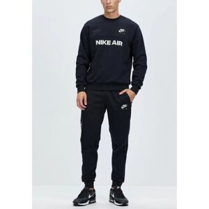 Nike Air Mens Crewneck Brushed Back Fleece Tracksuit - Black Cotton - Size X-Large