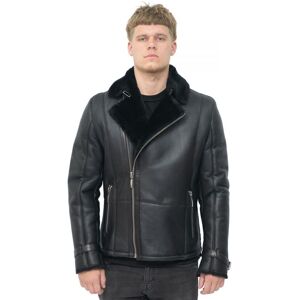 Infinity Leather Mens Double Breasted Sheepskin Biker Jacket-Manila - Black - Size 5xl