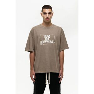Good For Nothing Mens Brown Oversized Cotton Printed Short Sleeve T-Shirt - Size X-Large