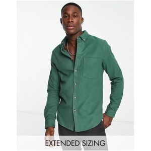 Asos Design Mens Brushed Oxford Shirt In Cotton Blend In Bottle Green - Size Small