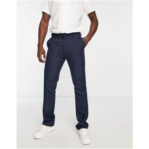 Topman Mens Straight Flare Pronounced Twill Trousers In Navy - Blue - Size 30w/30l