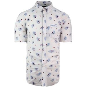 Ben Sherman Printed Mens White Oxford Shirt Cotton - Size Medium