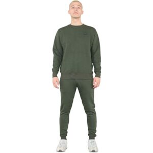 Myt Mens Crew Neck Embroidery Logo Tracksuit In Khaki Fleece - Size X-Large