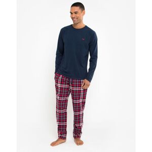 Threadbare Mens Navy 'Flint' Cotton Blend Check Pyjama Set - Size 2xl