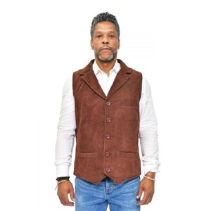 Infinity Leather Mens Classic Smooth Goat Suede Waistcoat-Exeter - Brown - Size 2xl