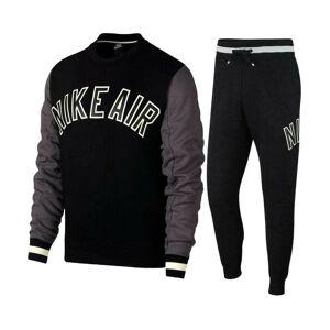 Nike Mens Air Fleece Full Crewneck Tracksuit Set Black Cotton - Size X-Large