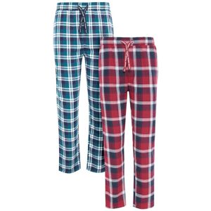 Threadbare Mens 2 Pack Check 'Lowell' Cotton Pyjama Trousers - Navy - Size 2xl