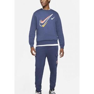 Nike Mens Multi Swoosh Crew Neck Tracksuit In Navy Fleece - Size Medium