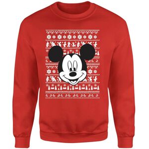 Original Hero Disney Mickey Mouse Christmas Mickey Face Red Christmas Jumper - L