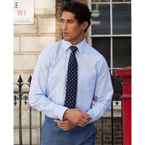 Savile Row Company Sky Blue Twill Classic Fit Shirt w/ Windsor Collar - Single Cuff 17 1/2&quot; Lengthen by 2&quot; - Men