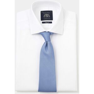 Savile Row Company White Textured Dobby Slim Fit Shirt - Single Cuff 16