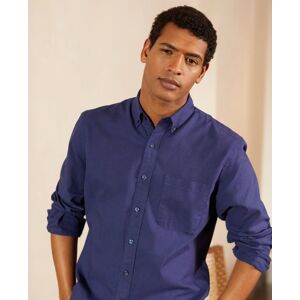 Savile Row Company Navy Linen-Blend Classic Fit Casual Shirt S Standard - Men