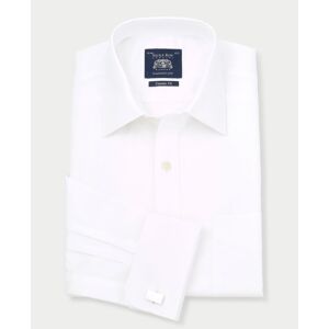 Savile Row Company White Twill Classic Fit Shirt - Double Cuff 17&amp;amp;quot; Standard - Men