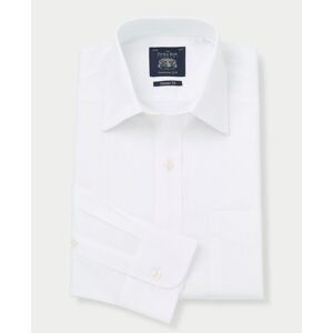 Savile Row Company White Textured Cotton Classic Fit Shirt - Single Cuff 19 1/2