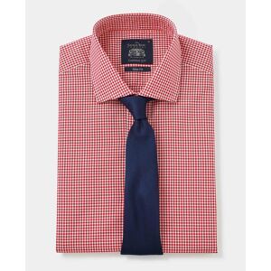 Savile Row Company Red White Gingham Slim Fit Shirt - Single Cuff 17
