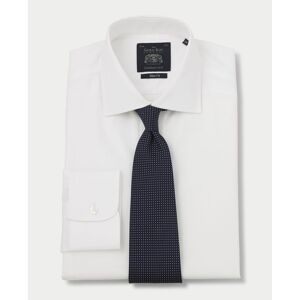 Savile Row Company White Pinpoint Slim Fit Non-Iron Shirt - Single Cuff 15