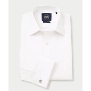 Savile Row Company White Poplin Slim Fit Non-Iron Shirt - Double Cuff 17