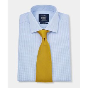 Savile Row Company Sky Blue Check Slim Fit Shirt - Single Cuff 16