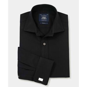 Savile Row Company Black Diamond Dobby Slim Fit Shirt - Single Cuff 15